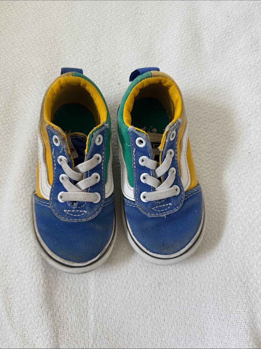 Vans Kids Blue, Green & Yellow Canvas Sneakers